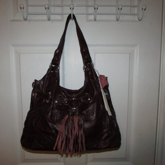 Leather Red Wine Grommeted Handbag - NEW - Picture 6 of 14